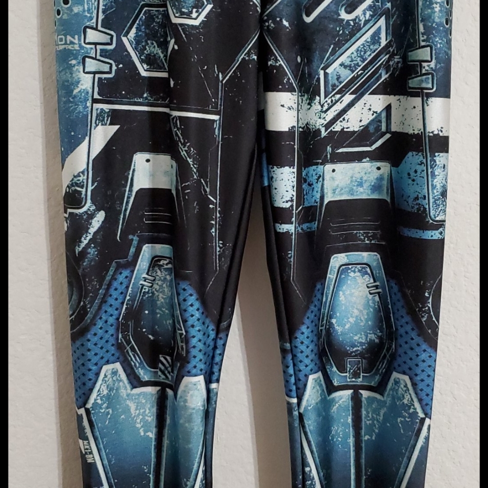 Steampunk Graphic print mechanical cyberpunk look leggings OS fits to 10 comfy - Picture 8 of 11
